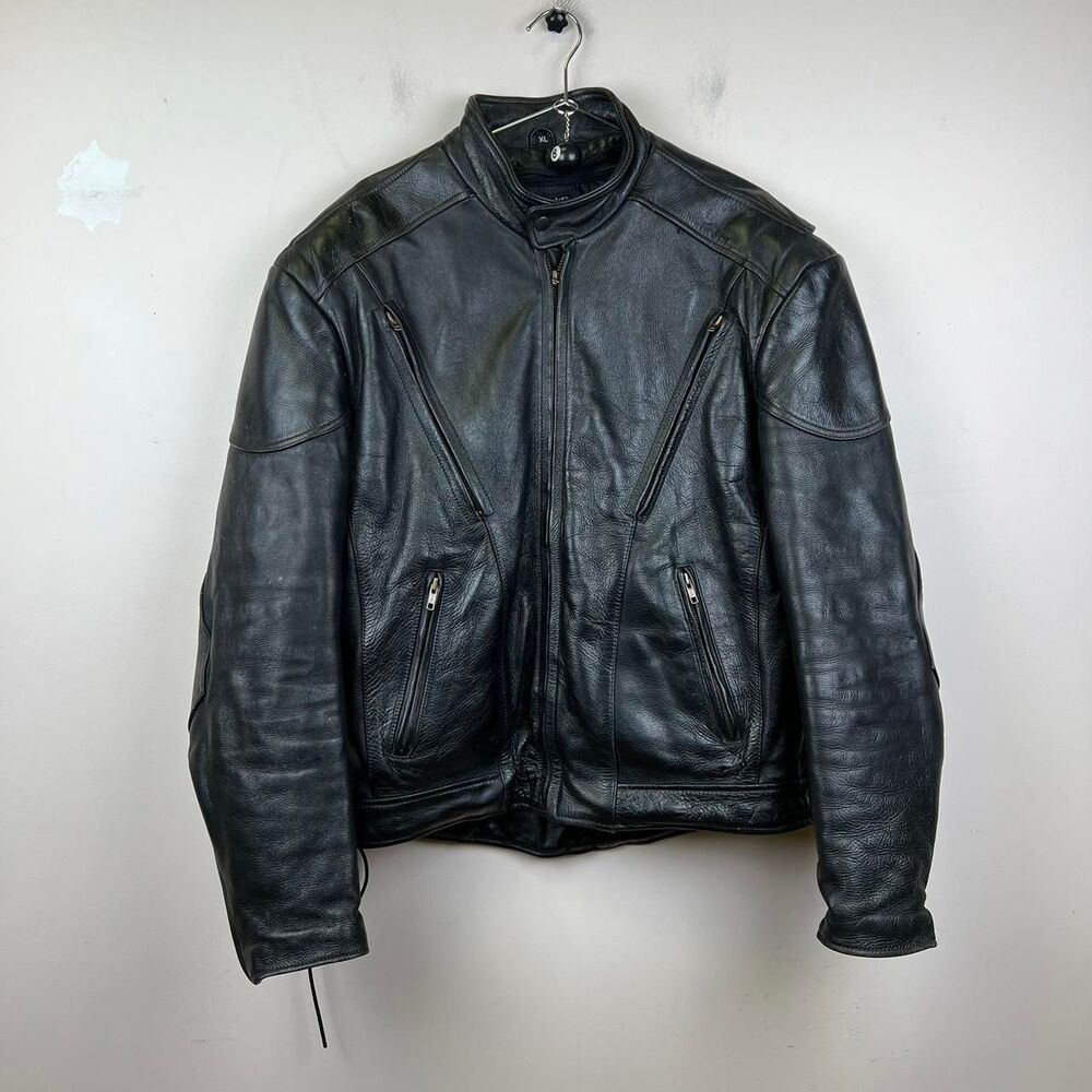 Vintage Open Road Black leather biker jacket size XL